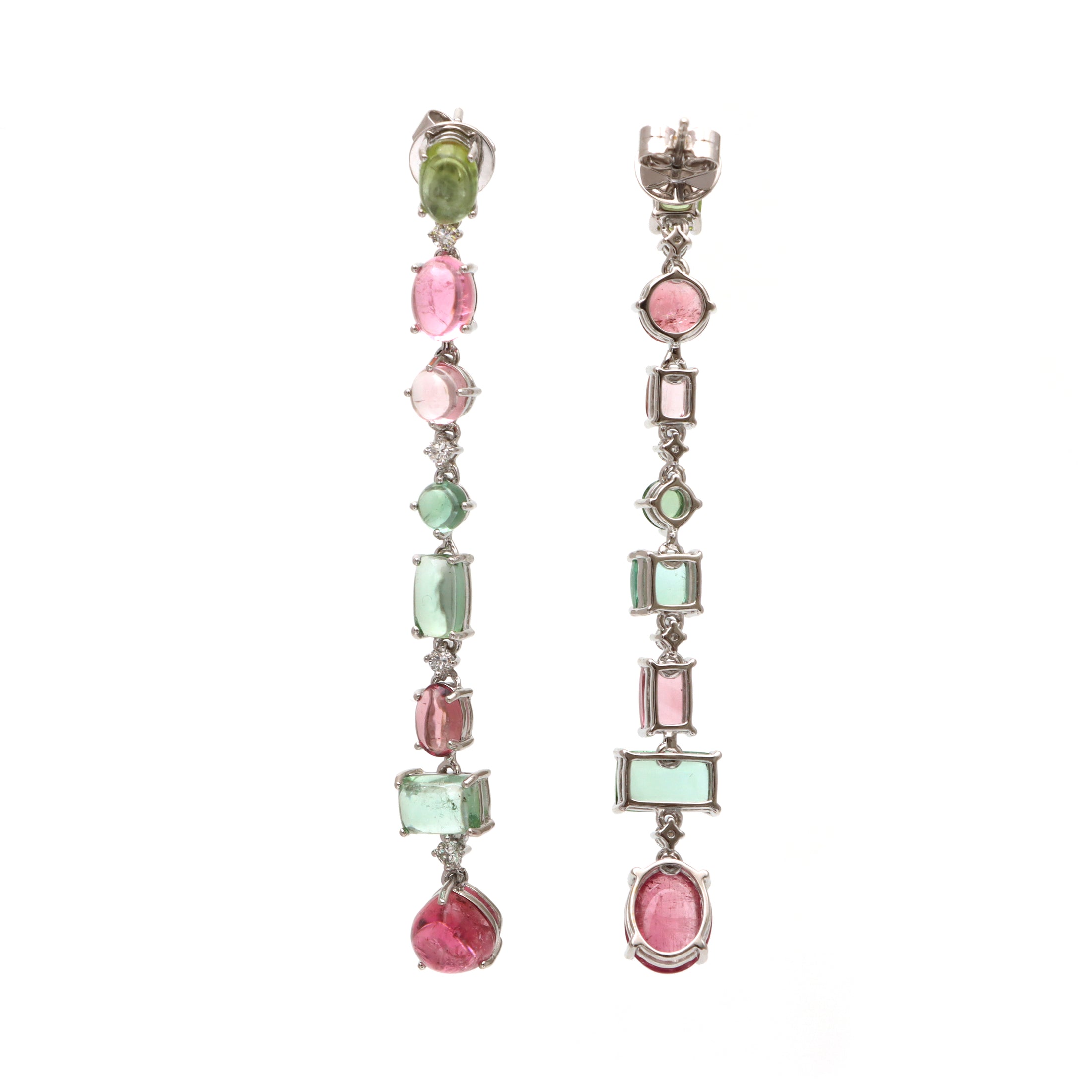 Natural Tourmaline 18K gold earrings close-up detail - NFJSD-1740