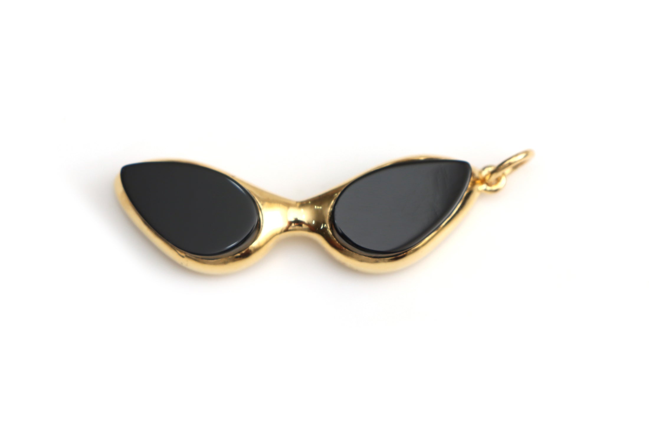 Natural Black Onyx 18K gold charm front view - NFJSD-1419