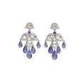 Load image into Gallery viewer, Natural White Aquamarine and Tanzanite 18K gold earrings front view - NFJSD-1970
