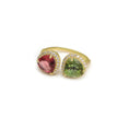 Load image into Gallery viewer, Natural Pink Tourmaline and Green Tourmaline 14K gold ring front view - NFJSD-1983
