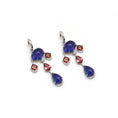 Load image into Gallery viewer, Natural Tourmaline and Tanzanite 18K gold earrings front view - NFJSD-1640
