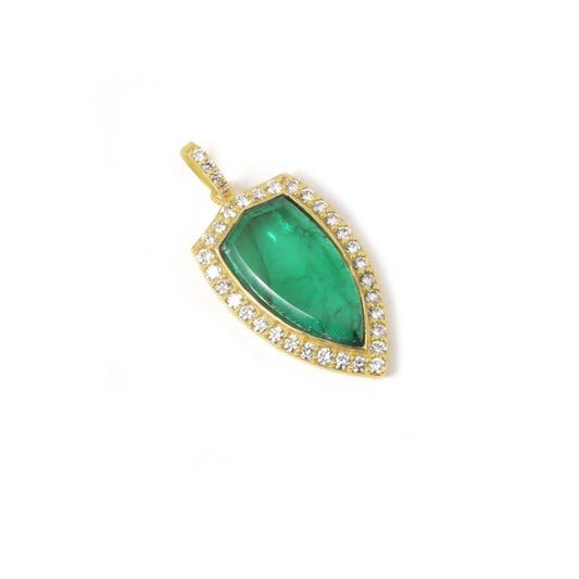Natural Emerald 18K gold pendant side angle - NFJSD-1900