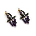 Load image into Gallery viewer, Natural Amethyst and Black Onyx 18K gold earrings front view - NFJSD-1639
