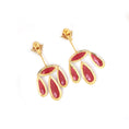 Load image into Gallery viewer, Natural Rhodonite 18K gold earrings back view - NFJSD-1817
