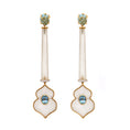 Load image into Gallery viewer, Natural Amethyst and Aqua 18K gold earrings front view - NFJSD-1622
