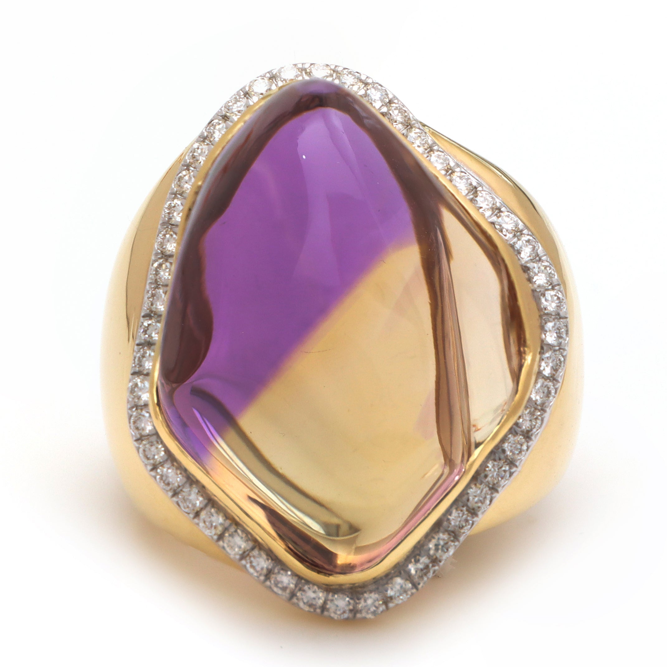 Natural Ametrine Organic Tumble 14K gold ring back view - NFJSD-1157