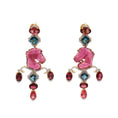 Load image into Gallery viewer, Natural Tourmaline and LBT 18K gold earrings front view - NFJSD-1705
