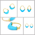 Load image into Gallery viewer, Natural Turquoise 18K gold earrings on-hand view - NFJSD-1782

