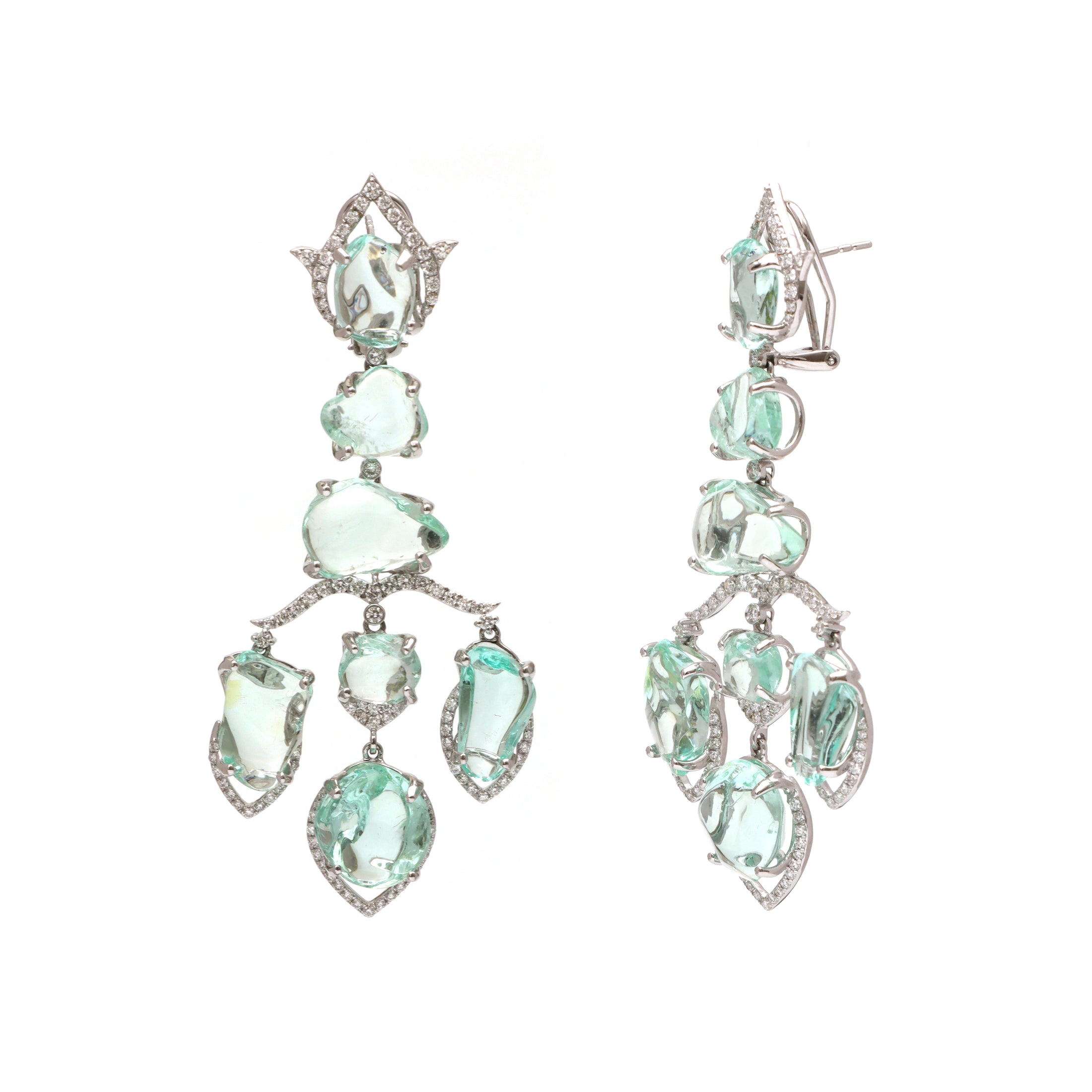Natural Emerald 18K gold earrings close-up detail - NFJSD-1613