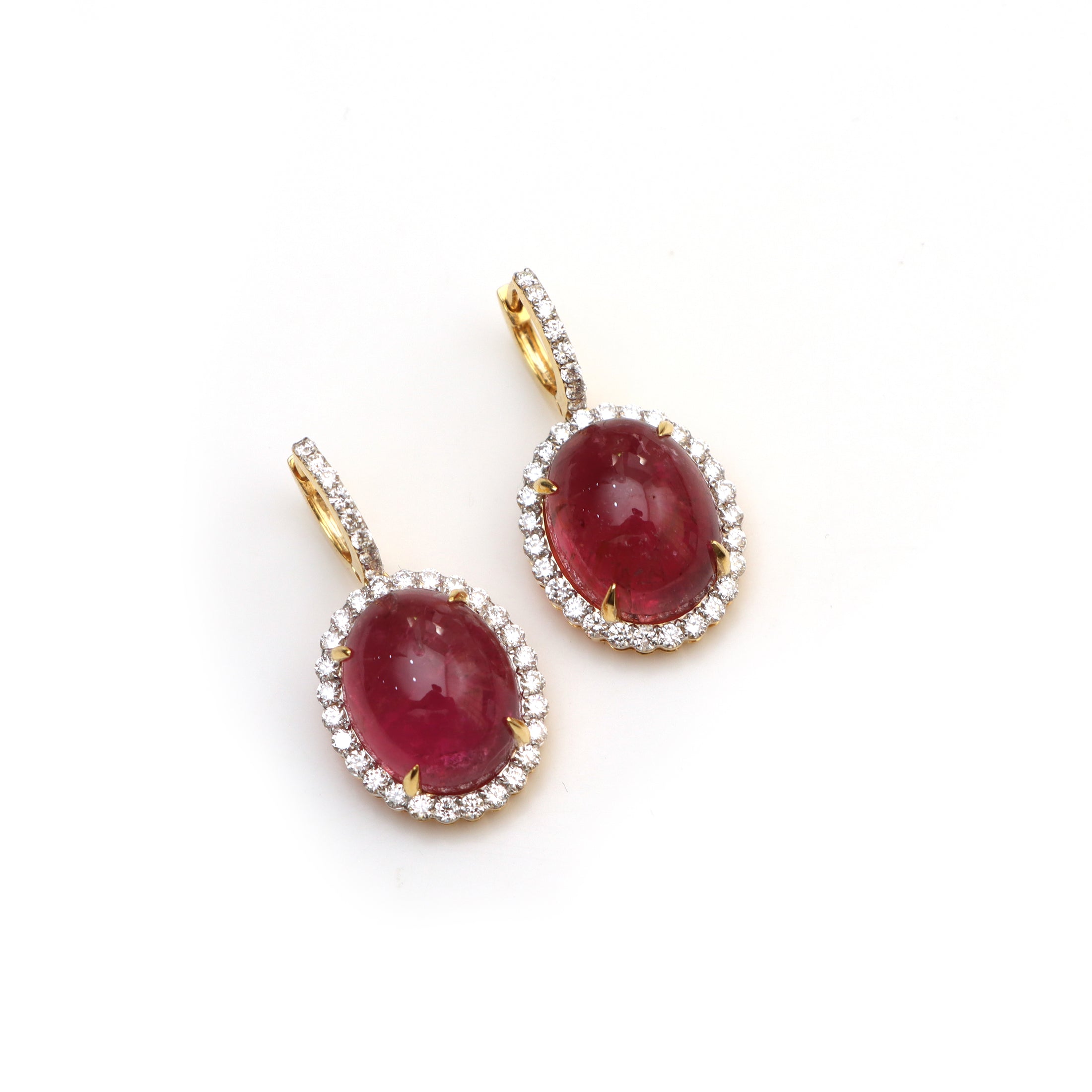 Natural Tourmaline 18K gold earrings front view - NFJSD-1536