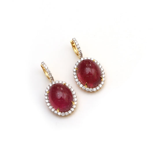 Natural Tourmaline 18K gold earrings front view - NFJSD-1536