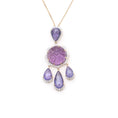 Load image into Gallery viewer, Natural Amethyst and Tanzanite 18K gold pendant front view - NFJSD-1828
