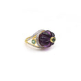 Load image into Gallery viewer, Natural Amethyst and Emerald 14K gold ring top view - NFJSD-1832

