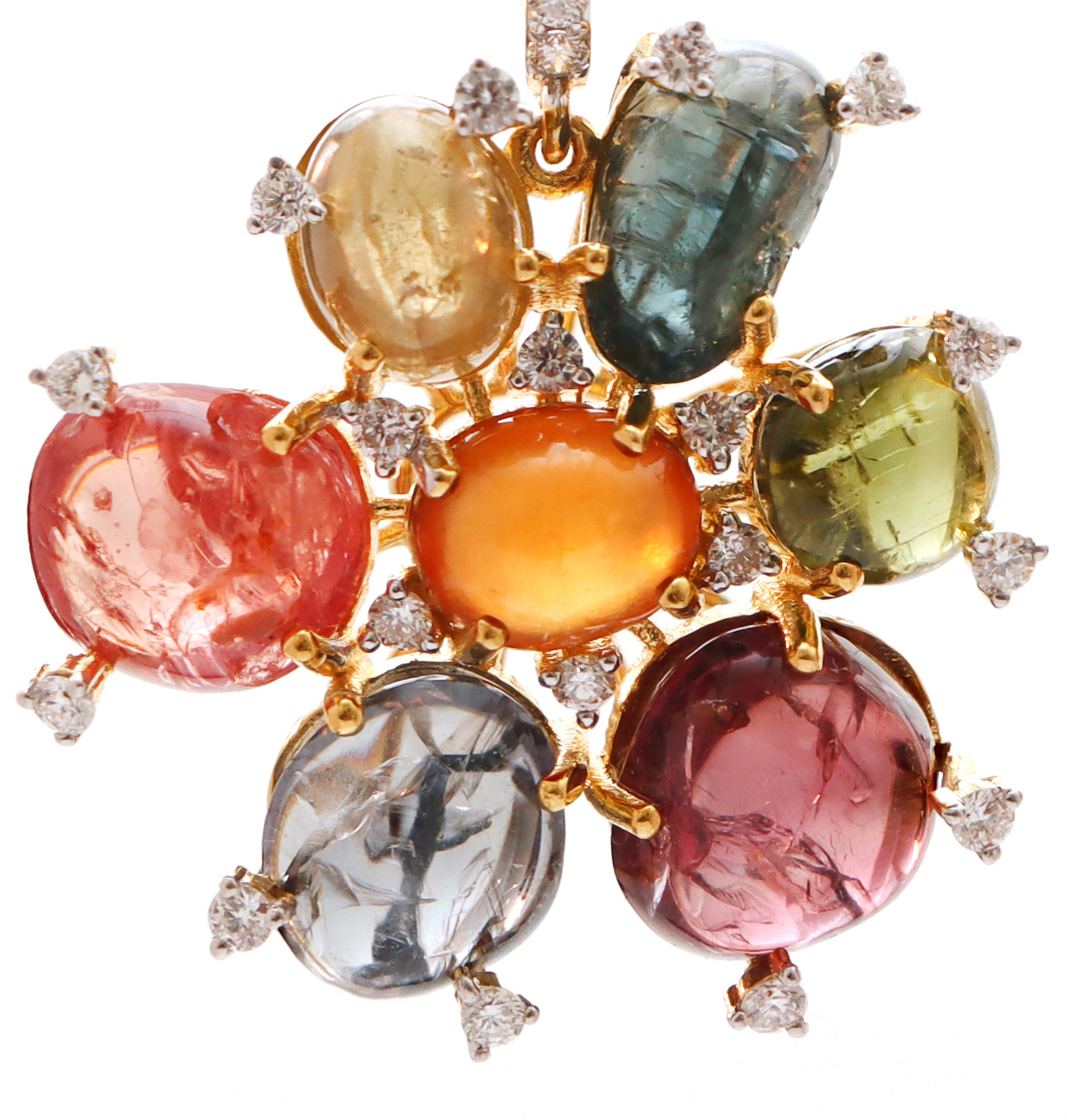 Natural Spinel 18K gold earrings top view - NFJSD-1577