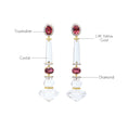 Load image into Gallery viewer, Natural Crystal and Tourmaline 14K gold earrings side angle - NFJSD-1829
