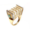 Load image into Gallery viewer, Natural Crystal Carving and Emerald Oval Cut 14K gold ring close-up detail - NFJSD-1144
