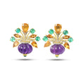 Load image into Gallery viewer, Natural Emerald and Tourmaline 14K gold earrings front view - NFJSD-1856
