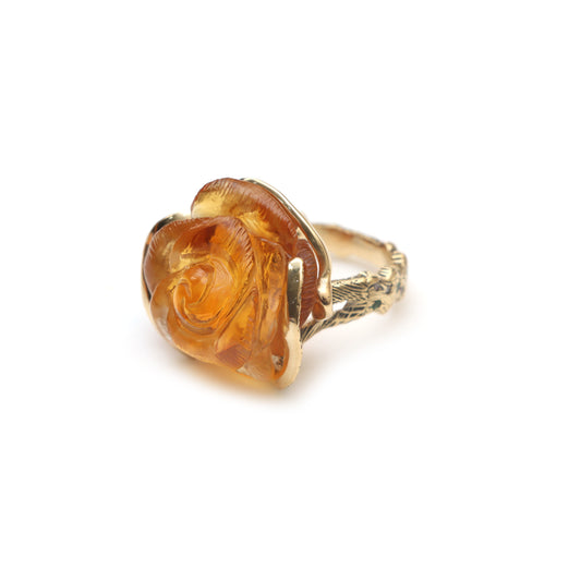 Natural Citrine and Emerald 18K gold ring front view - NFJSD-1855