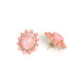 Load image into Gallery viewer, Natural Pink Opal 18K gold earrings close-up detail - NFJSD-1826
