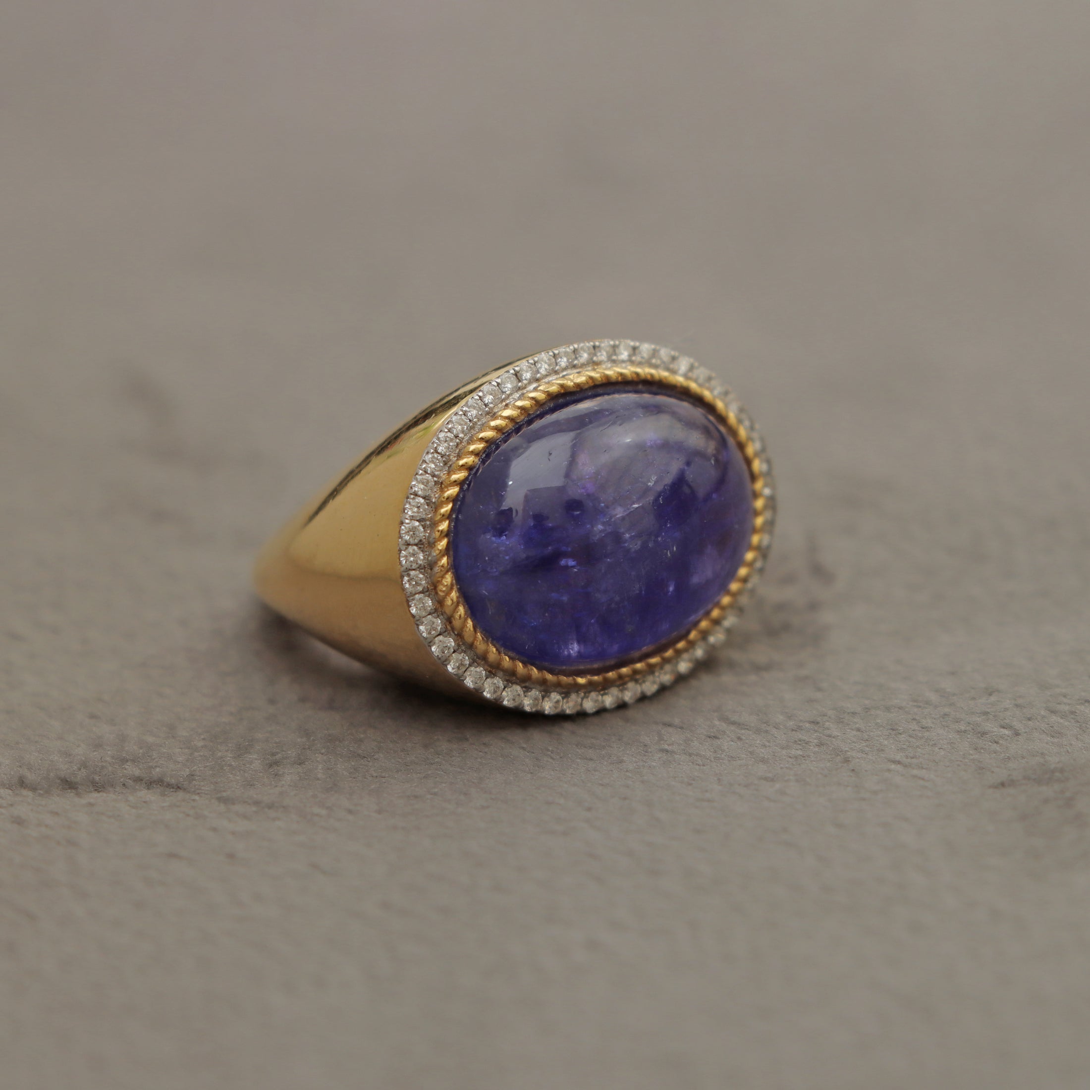 Natural Tanzanite 18K gold ring back view - NFJSD-1545