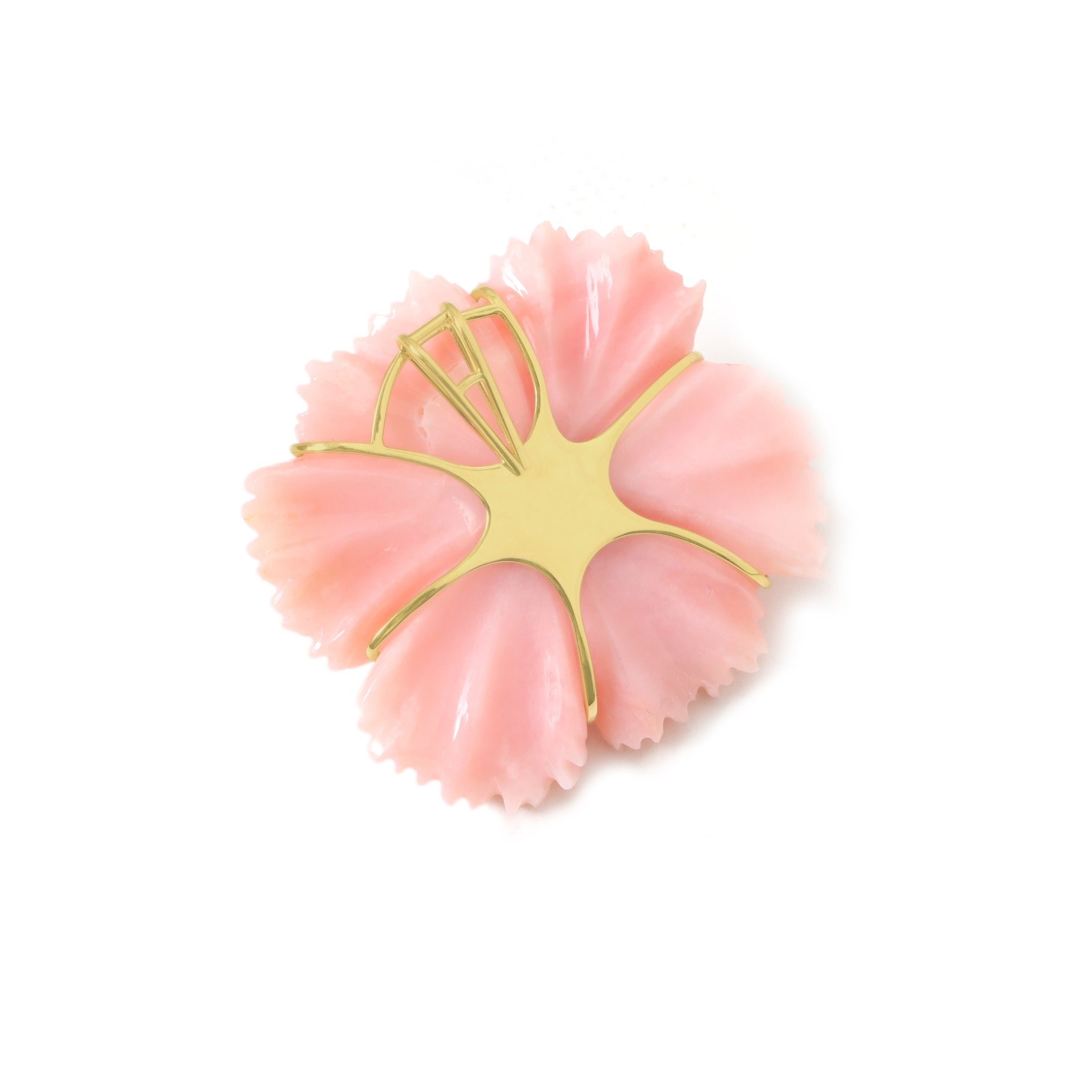 Natural Pink Opal and Ethiopian Opal 18K gold pendant top view - NFJSD-1861