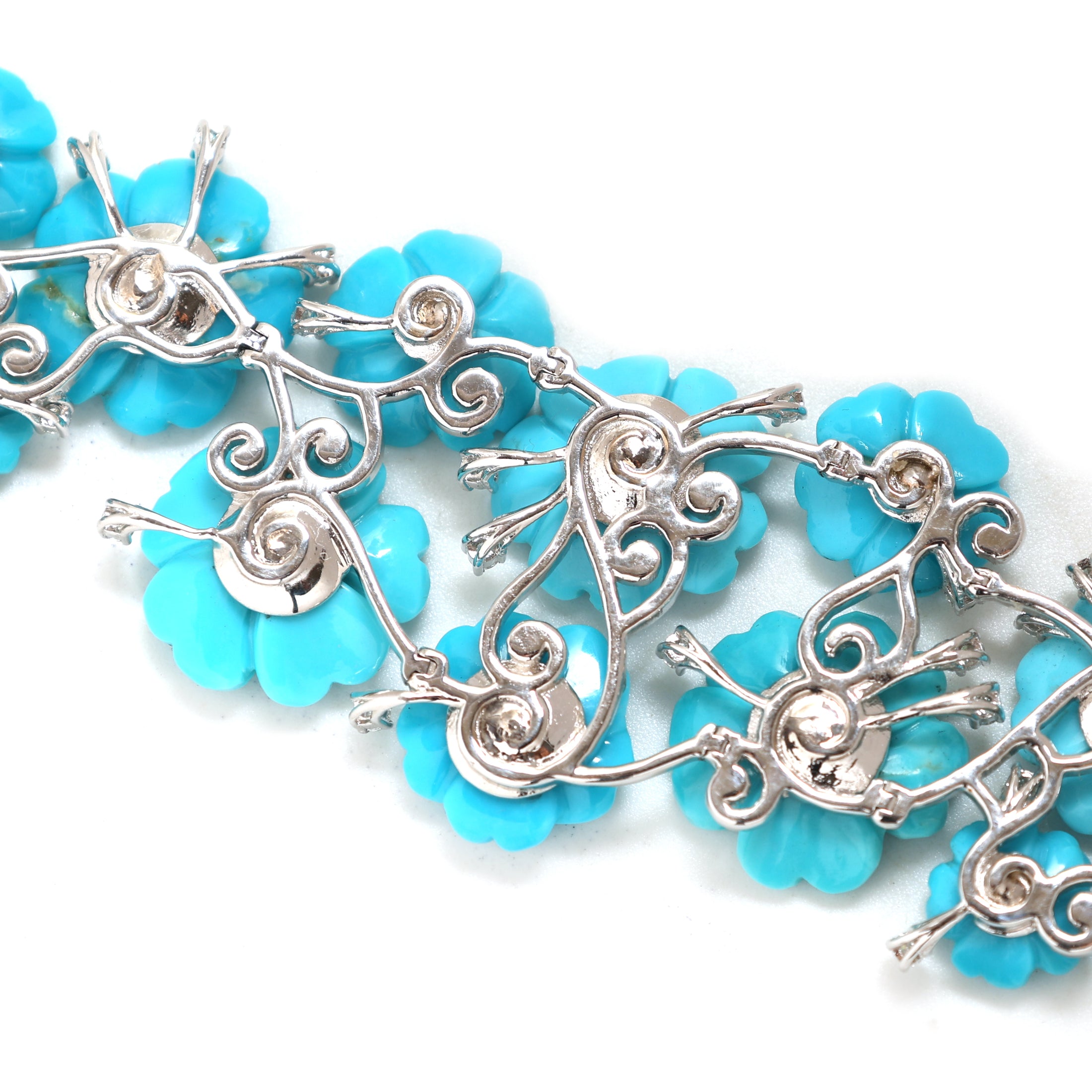Natural Turquoise 18K gold choker necklace back view - NFJSD-1753
