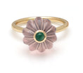 Load image into Gallery viewer, Natural Rose Quartz and Emerald 14K gold ring back view - NFJSD-1685

