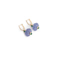 Load image into Gallery viewer, Natural Blue Chalcedony and Emerald 14K gold earrings front view - NFJSD-2051
