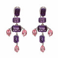 Load image into Gallery viewer, Natural Amethyst and Tourmaline 18K gold earrings top view - NFJSD-1689
