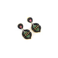 Load image into Gallery viewer, Natural Black Onyx and Emerald 18K gold earrings on-hand view - NFJSD-1432
