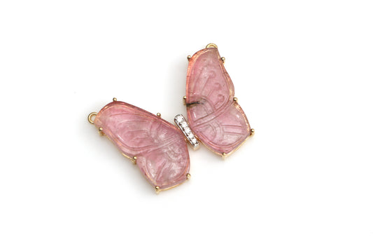 Natural Tourmaline Pink 14K gold pendant front view - NFJSD-1426