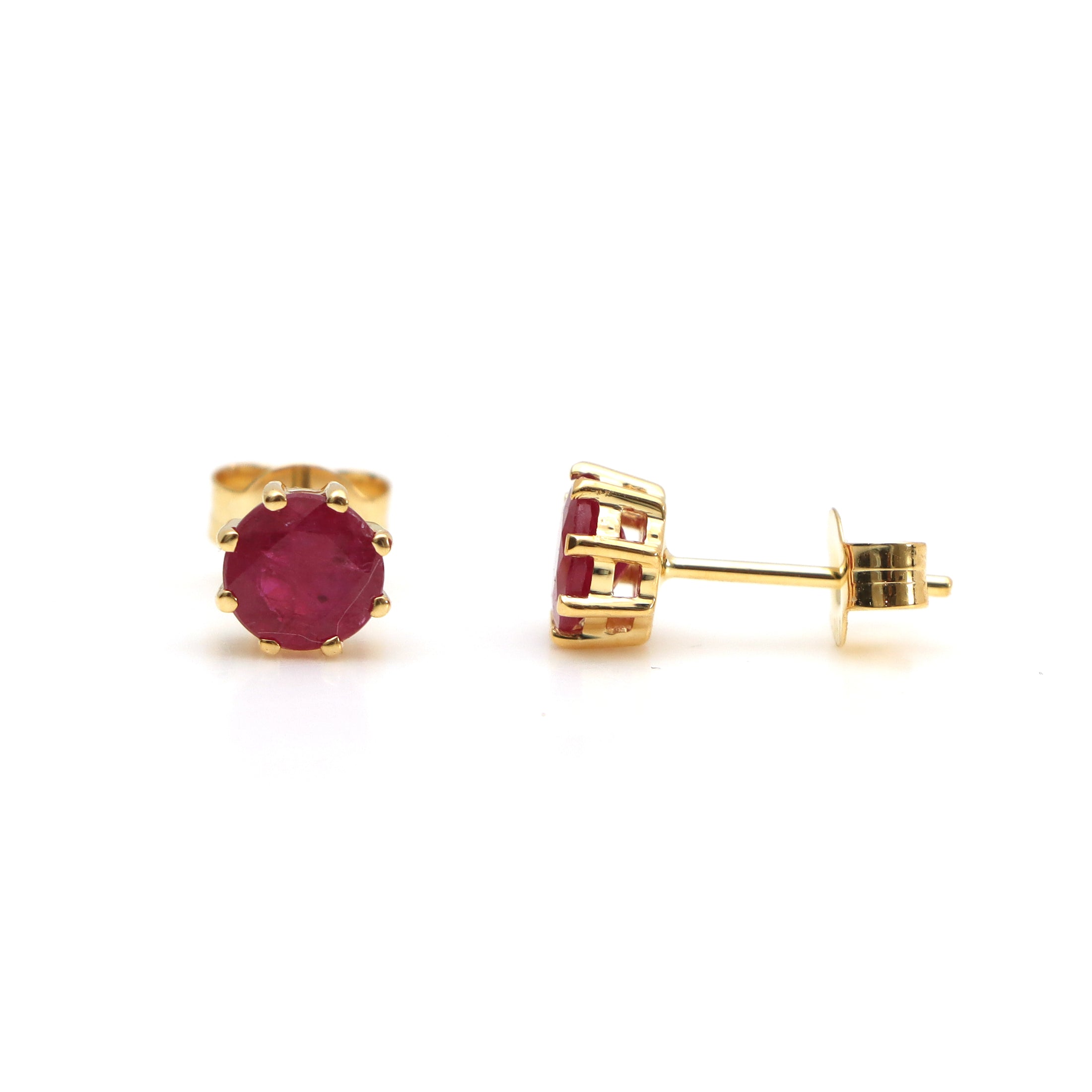 Natural Ruby 14K gold earrings front view - NFJSD-1510