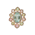 Load image into Gallery viewer, Natural Aquamarine and Tourmaline 18K gold pendant close-up detail - NFJSD-1457
