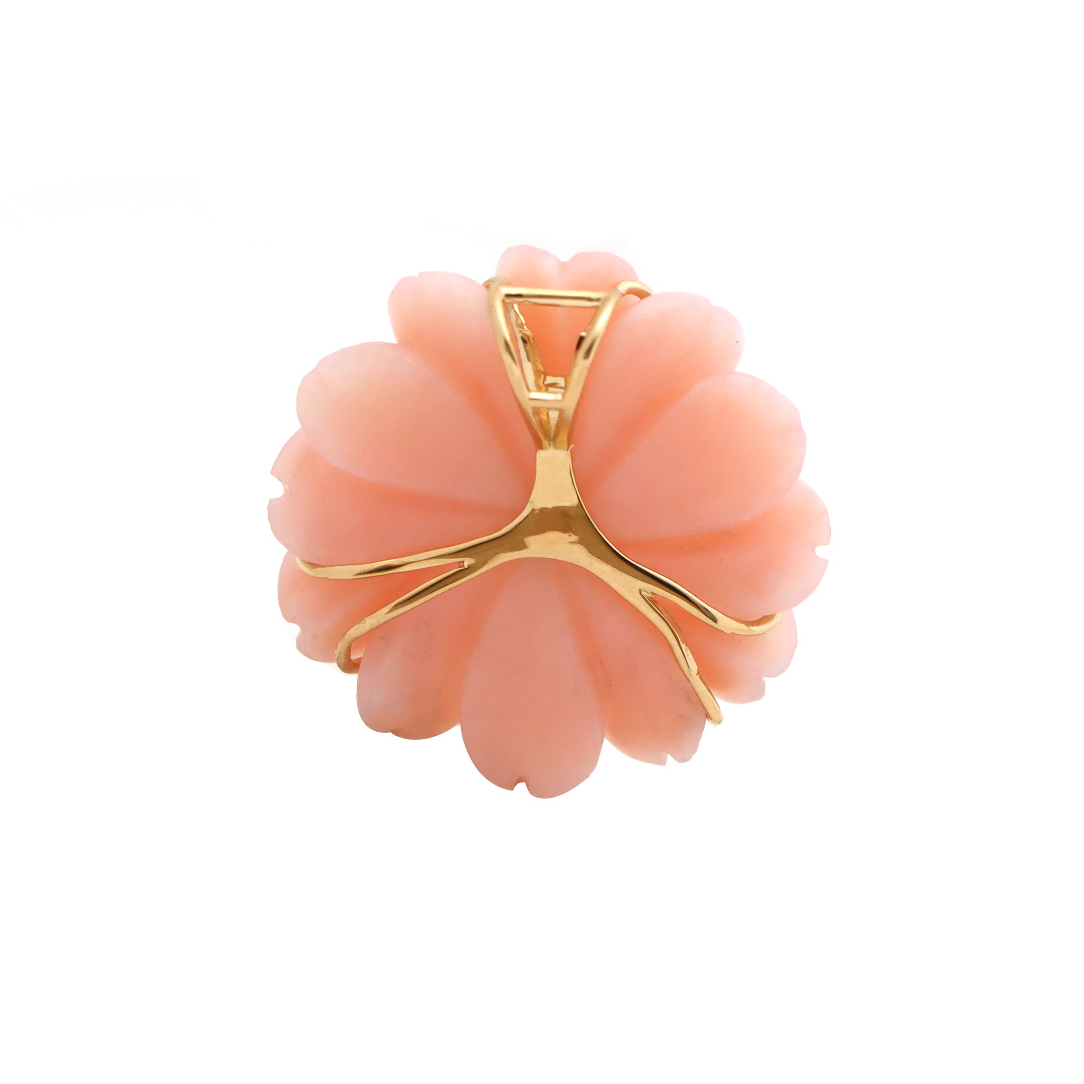 Natural Pink Opal and Pink Tourmaline 14K gold pendant close-up detail - NFJSD-1588