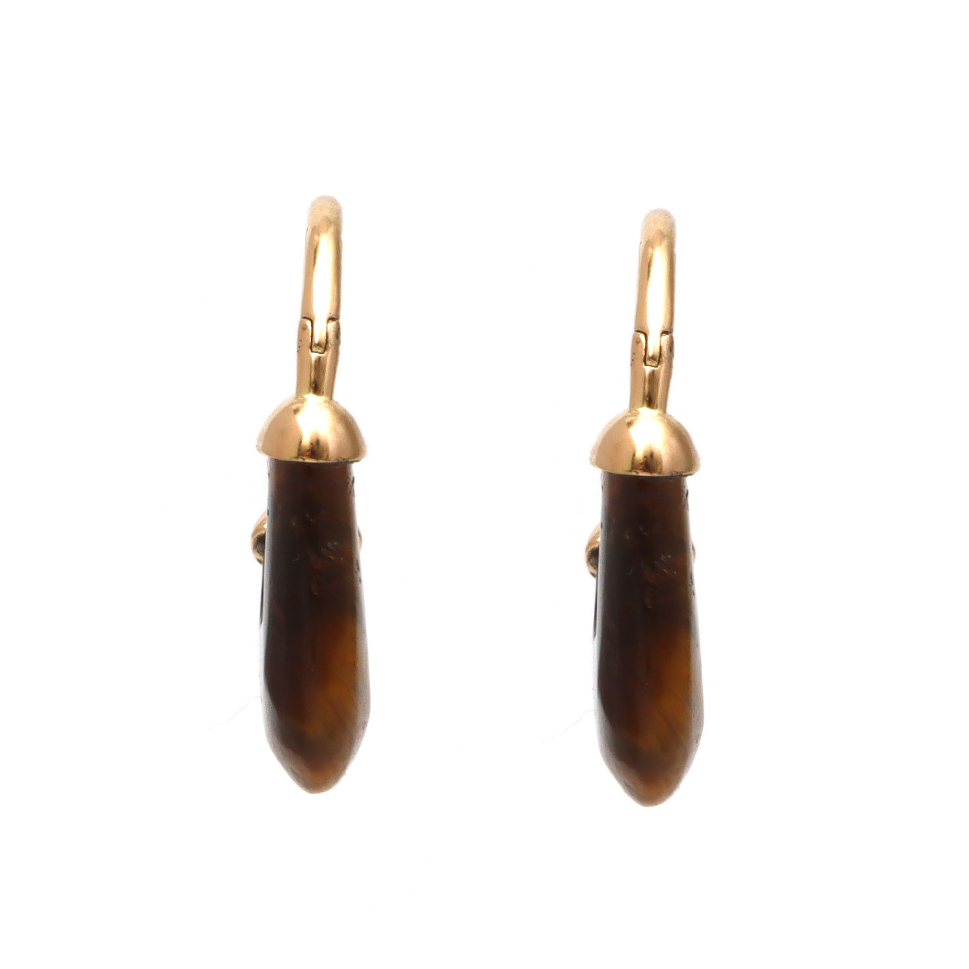Natural Tiger Eye 18K gold earrings top view - NFJSD-1687