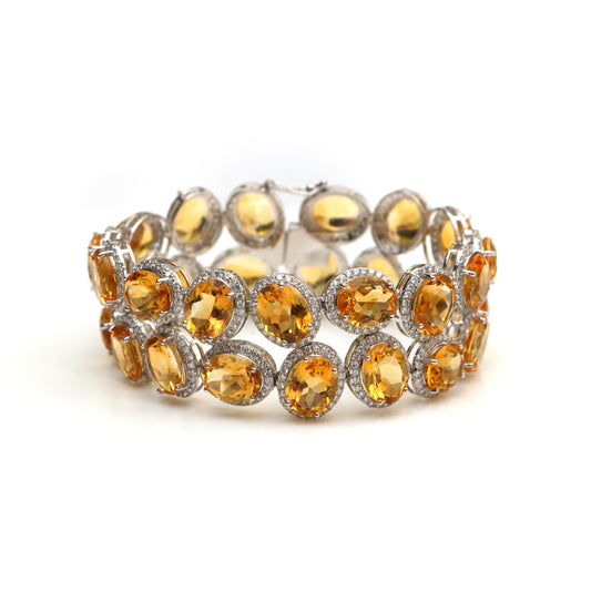 Natural Citrine 18K gold bracelet front view - NFJSD-1583