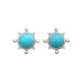 Load image into Gallery viewer, Natural Turquoise and Pearl 18K gold earrings lifestyle shot - NFJSD-1827
