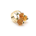 Load image into Gallery viewer, Natural Citrine CArving Balls and Green Tourmaline 14K gold ring side angle - NFJSD-1034
