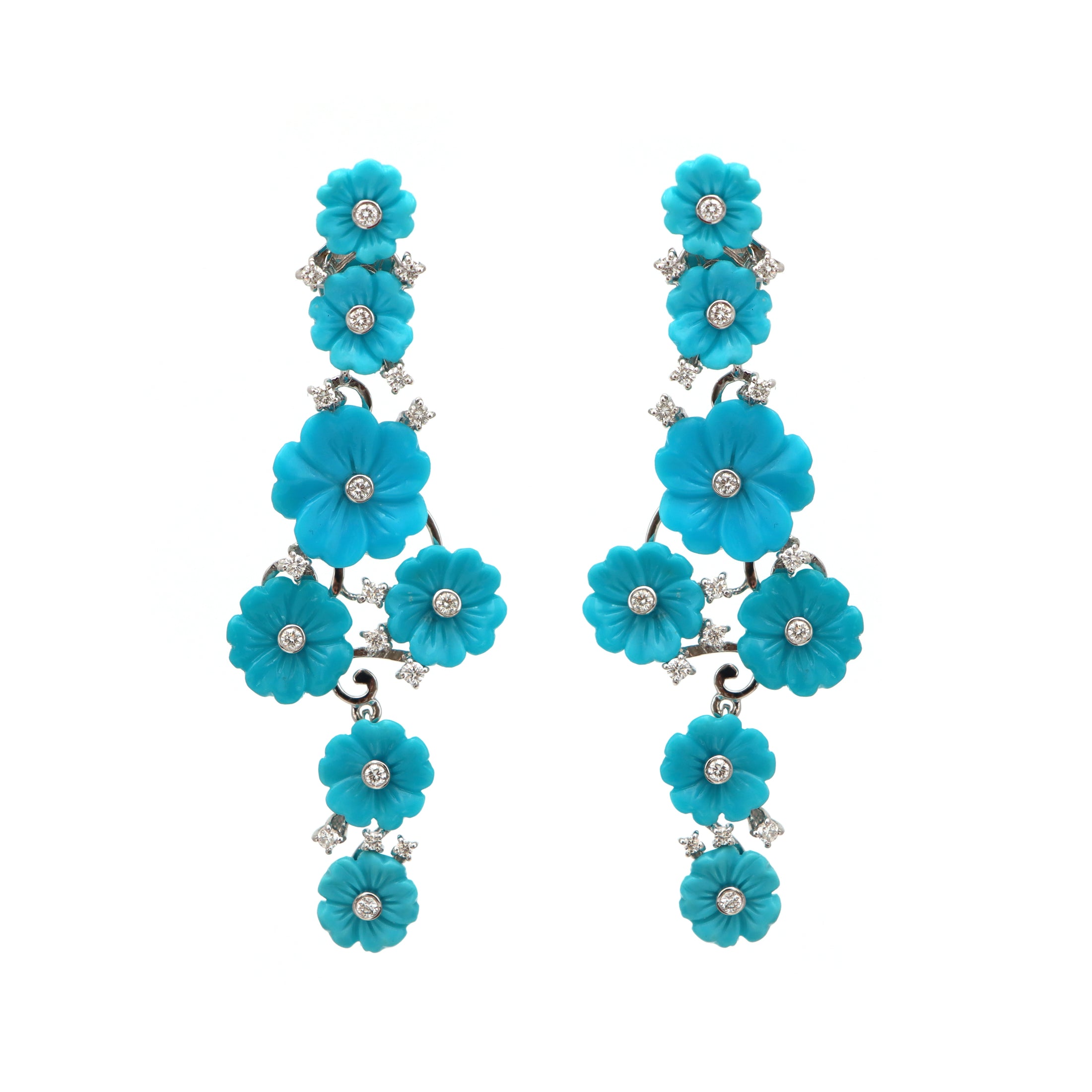 Natural Turquoise 18K gold earrings front view - NFJSD-1603
