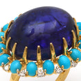 Load image into Gallery viewer, Natural Turquoise and Tanzanite 18K gold ring back view - NFJSD-1618
