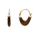 Load image into Gallery viewer, Natural Tiger Eye 18K gold earrings side angle - NFJSD-1687
