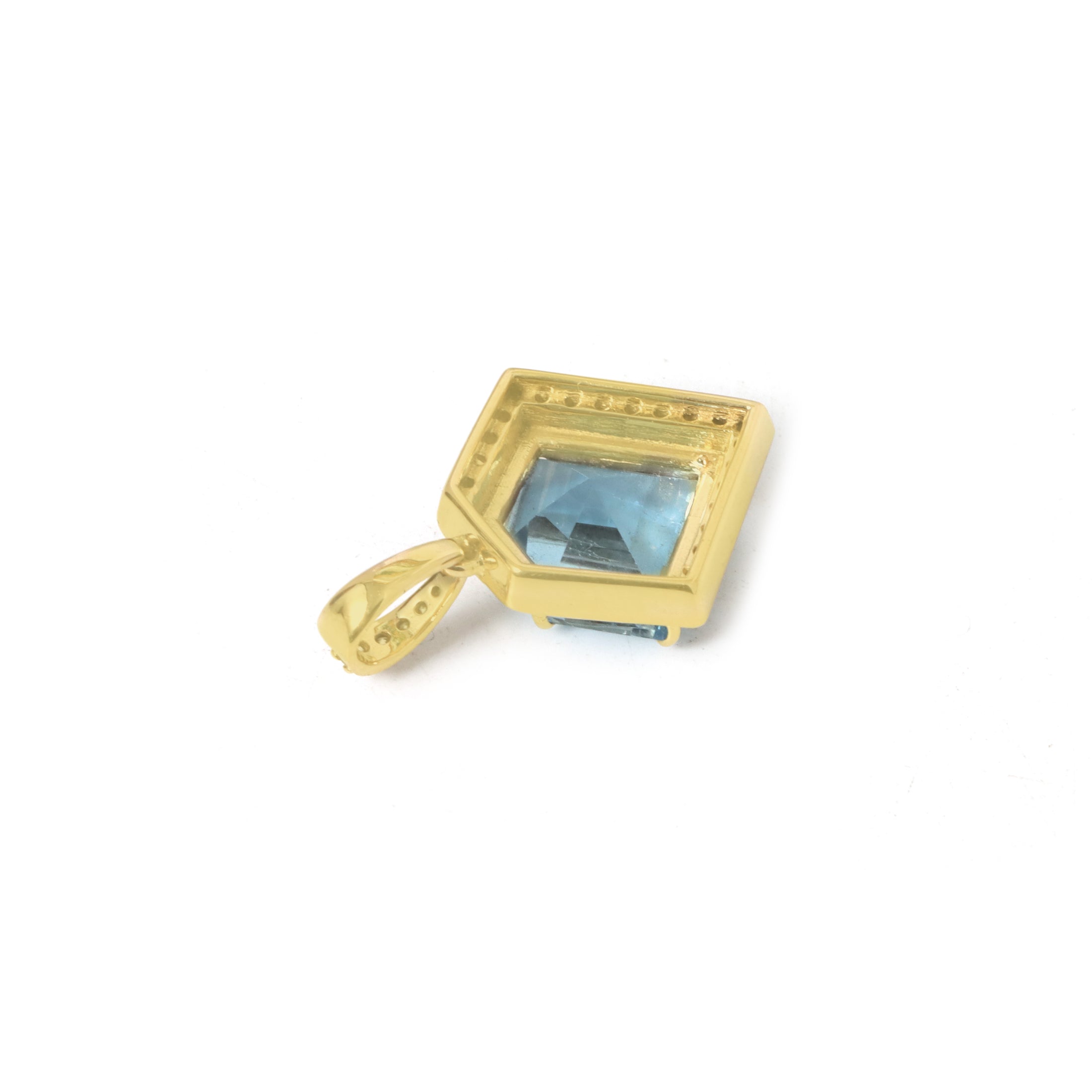 Natural Aqua 18K gold pendant side angle - NFJSD-1905