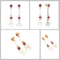Load image into Gallery viewer, Natural Crystal and Tourmaline 14K gold earrings top view - NFJSD-1829
