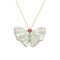 Load image into Gallery viewer, Natural MOP Carving and Tourmaline 18K gold necklace front view - NFJSD-1743

