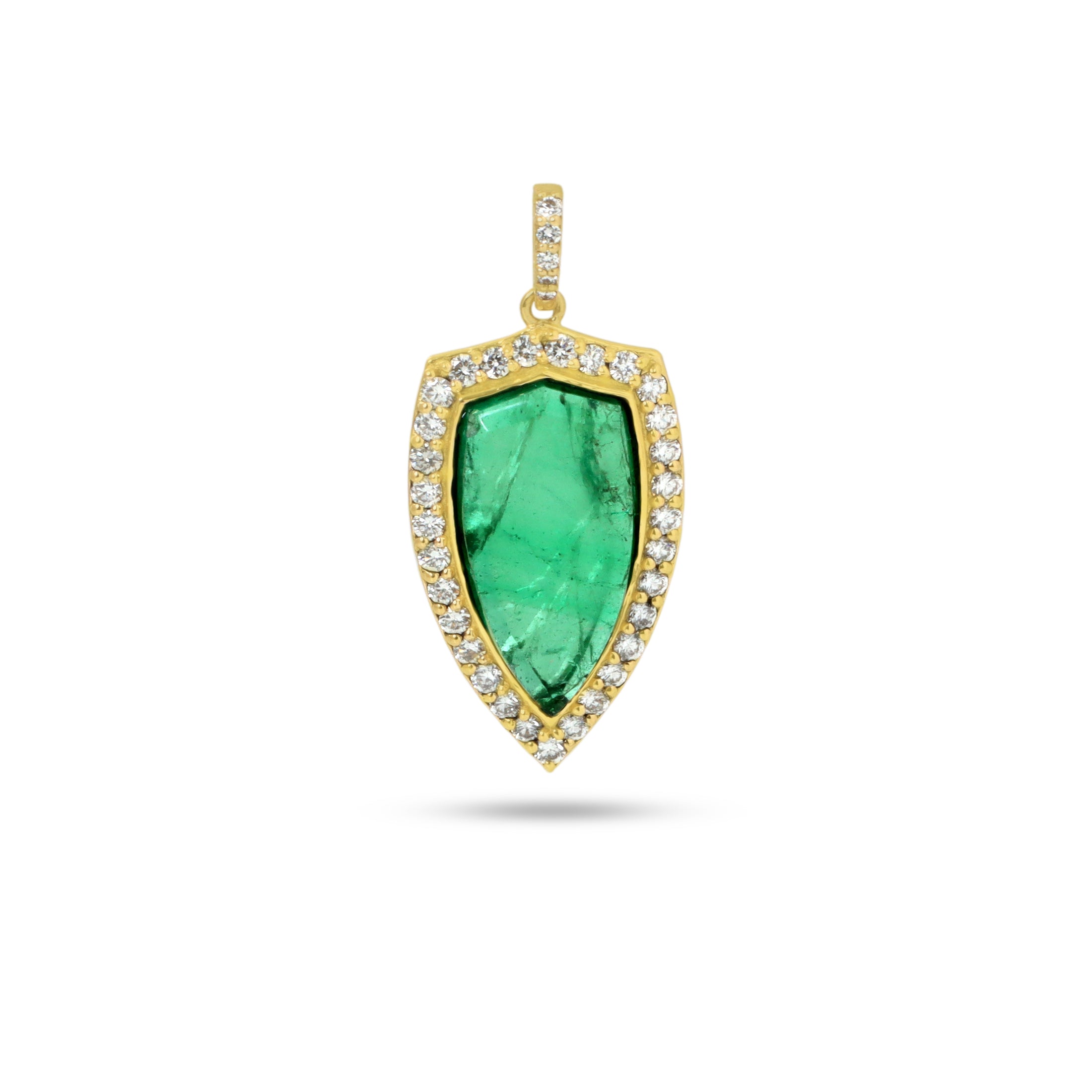 Natural Emerald 18K gold pendant back view - NFJSD-1900