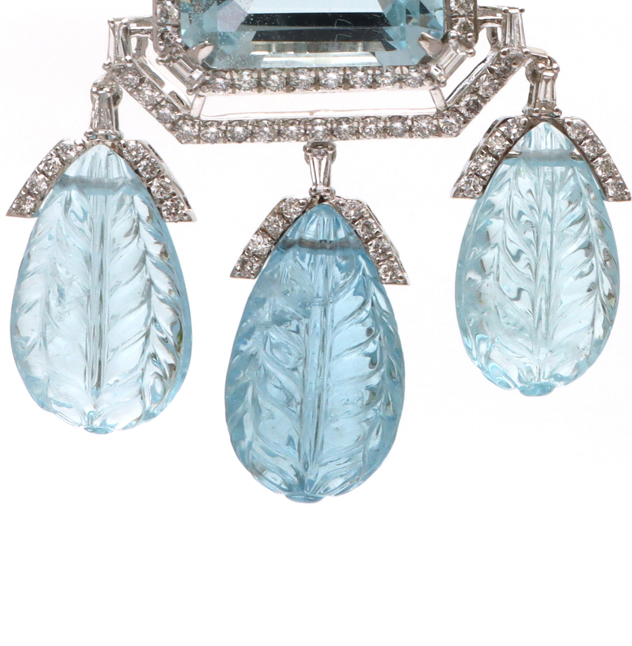 Natural Aqua 18K gold pendant side angle - NFJSD-1660