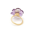 Load image into Gallery viewer, Natural Amethyst Carving and Pink Tourmaline 14K gold ring close-up detail - NFJSD-1562
