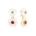Load image into Gallery viewer, Natural Crystal Carving and Aquamarine 18K gold earrings on-hand view - NFJSD-1803
