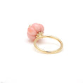 Load image into Gallery viewer, Natural Pink Opal Carving and Emerald 14K gold ring side angle - NFJSD-1754
