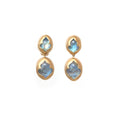 Load image into Gallery viewer, Natural Black Onyx and Rainbow Moonstone 18K gold earrings lifestyle shot - NFJSD-1418
